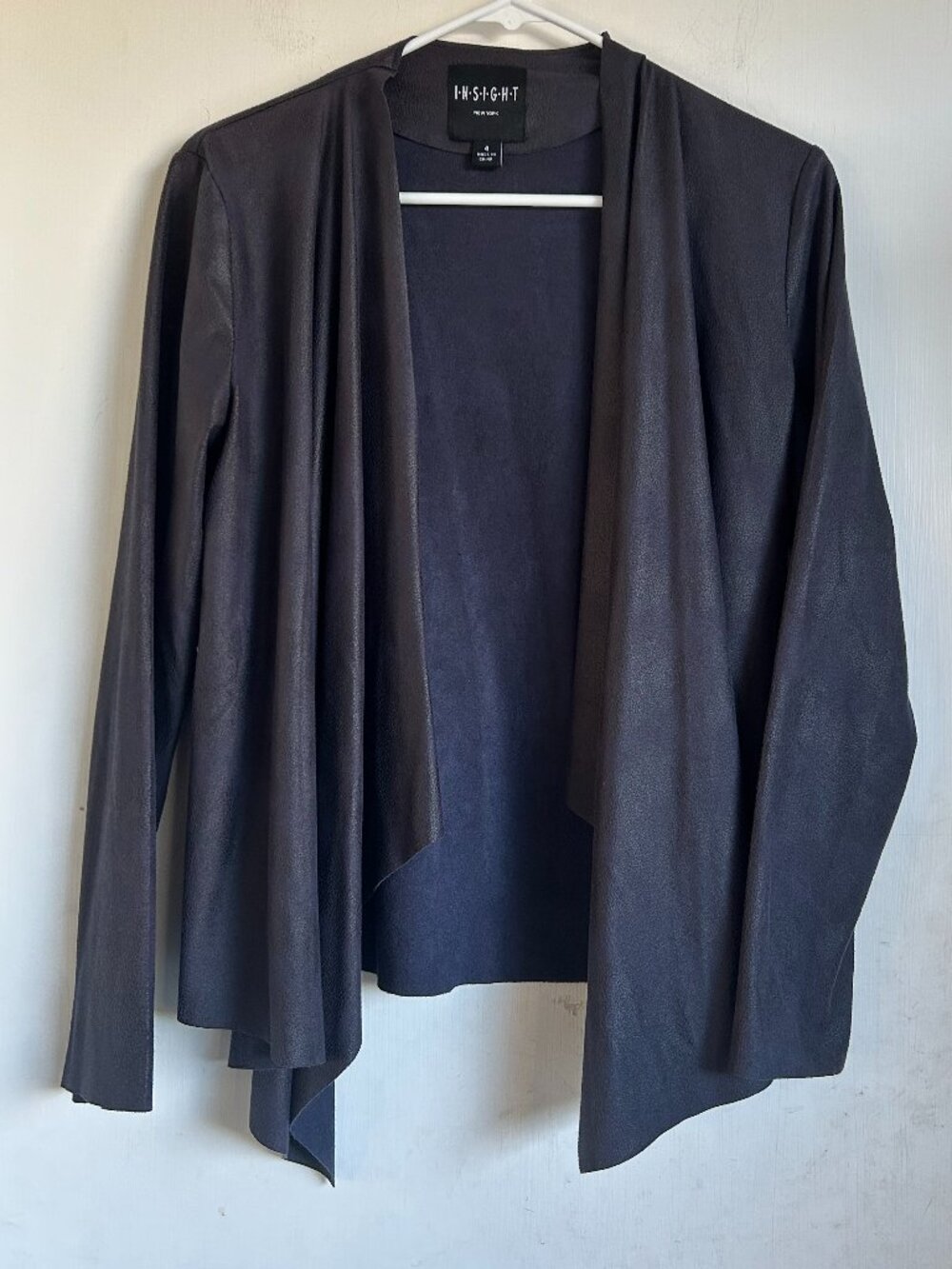 INSIGHT NYC - Navy Blue Faux Suede Draped Jacket